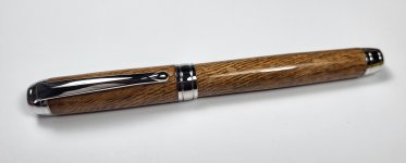 Rhodium Mawredd rollerball pen in Royal Brown Oak.jpg
