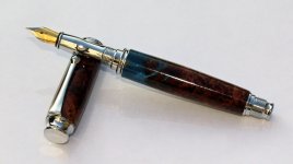 Rivington TM Fountain Pen with Burr wood and blue acrylic 04102015B.jpg