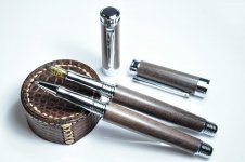 Laveche Rollerball and Fountain pens  in Blue Mahoe Wood 5.jpg
