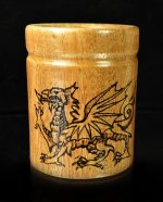 Pencil pot for mum with Welsh Dragon in Mahogany 150pix.jpg