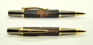 Leatherbound gold and gunmetaSirocco pen with embossed fox.jpg