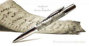 Genuine snakeskin Sirocco Ballpoint Pen Black Ti and Rhodium Pic 1.jpg