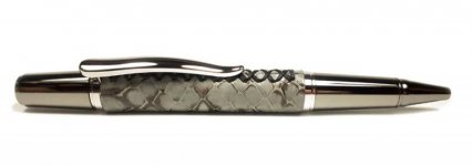 Genuine snakeskin Sirocco Ballpoint Pen Black Ti and Rhodium.jpg
