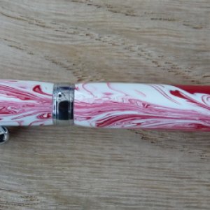 Red and White Swirl Fancy Chrome Slimline