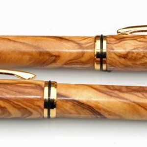 Olive Wood Rollerball and Fountain Pen Set