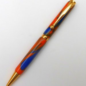 Own Tangerine/Blue PE blank on Fancy Slimline