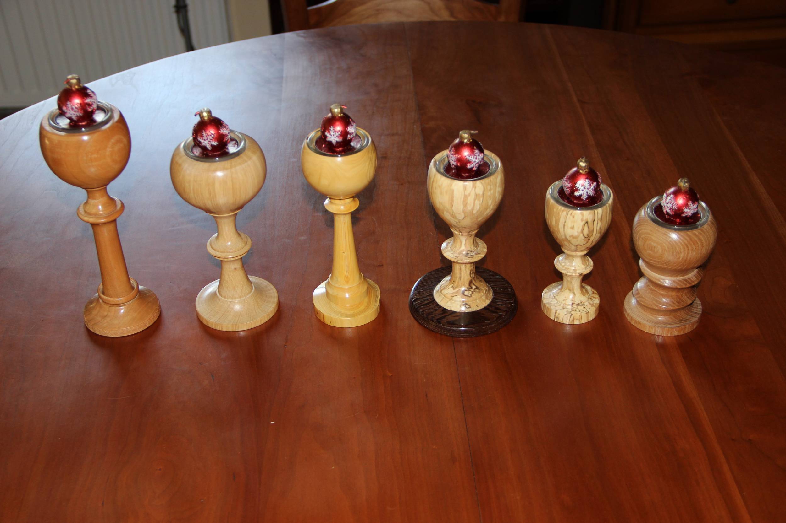 A few candle sticks all in a row