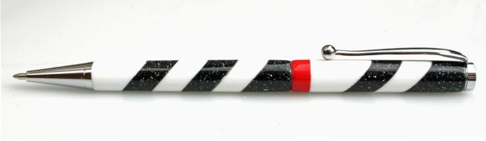 Black and White Corian Segmented Pen