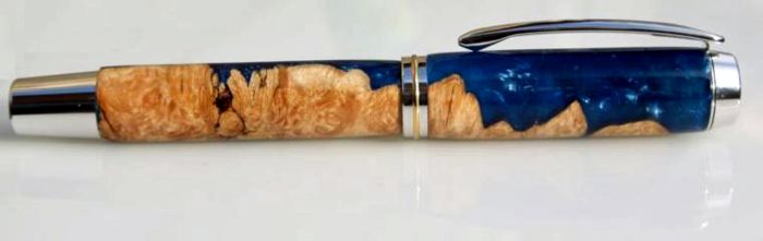 Blue Alumilite and Maple Burl hybrid blank