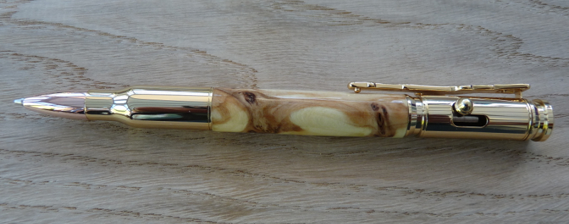 Bolt Action Pen Kit (Upgrade Gold) and Catspaw Yew