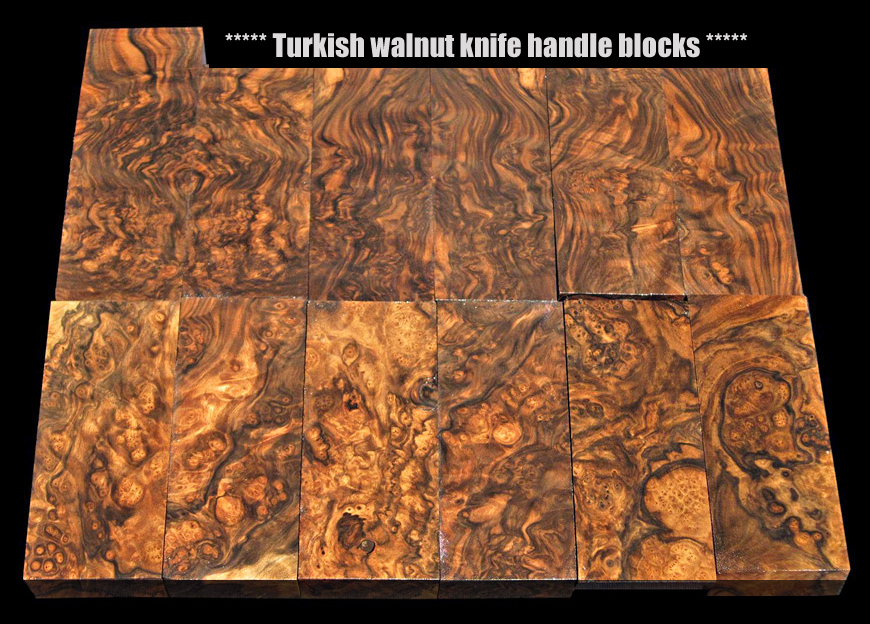 Burl &amp; Exhibition grade Turkish walnut knife handle blocks