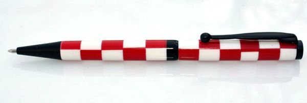 chequered red white corian pen