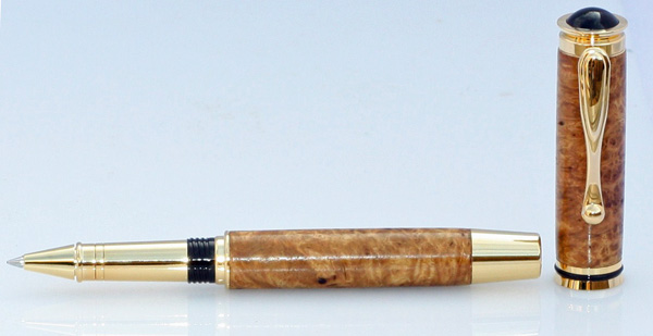 Jr Retro 10kt Gold Plated Rollerball Made From Brown Mallee