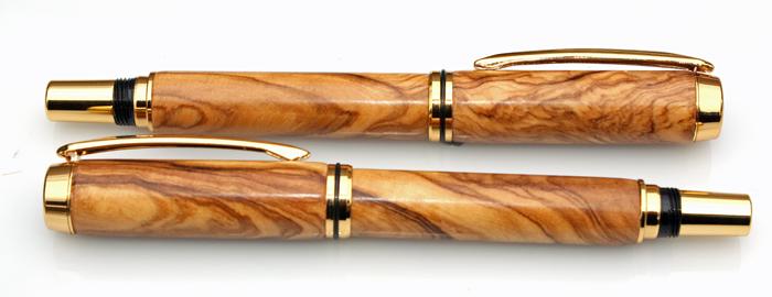 Olive Wood Rollerball and Fountain Pen Set