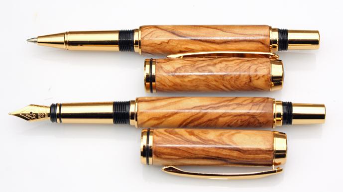 olive_wood_jr_gents_rollerball_pen_set