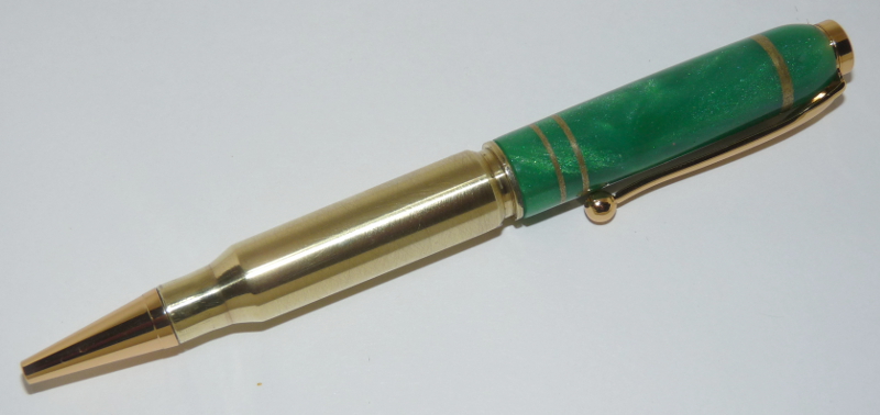 Polyester Green/Brass Bullet Pen