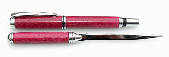 Purpleheart Rollerball and Letter Opener Set