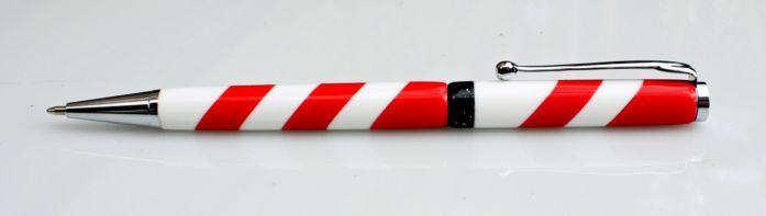 Red and White Corian Segmented Pen