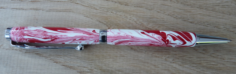 Red and White Swirl Fancy Chrome Slimline