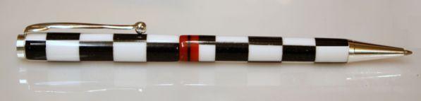 Segmented Black and White Corian slimline Pen