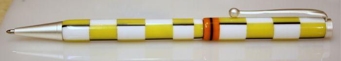 Segmented Yellow and White Corian Slimline Pen