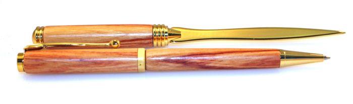 Tulipwood Letter Opener and Slimline Pen Set