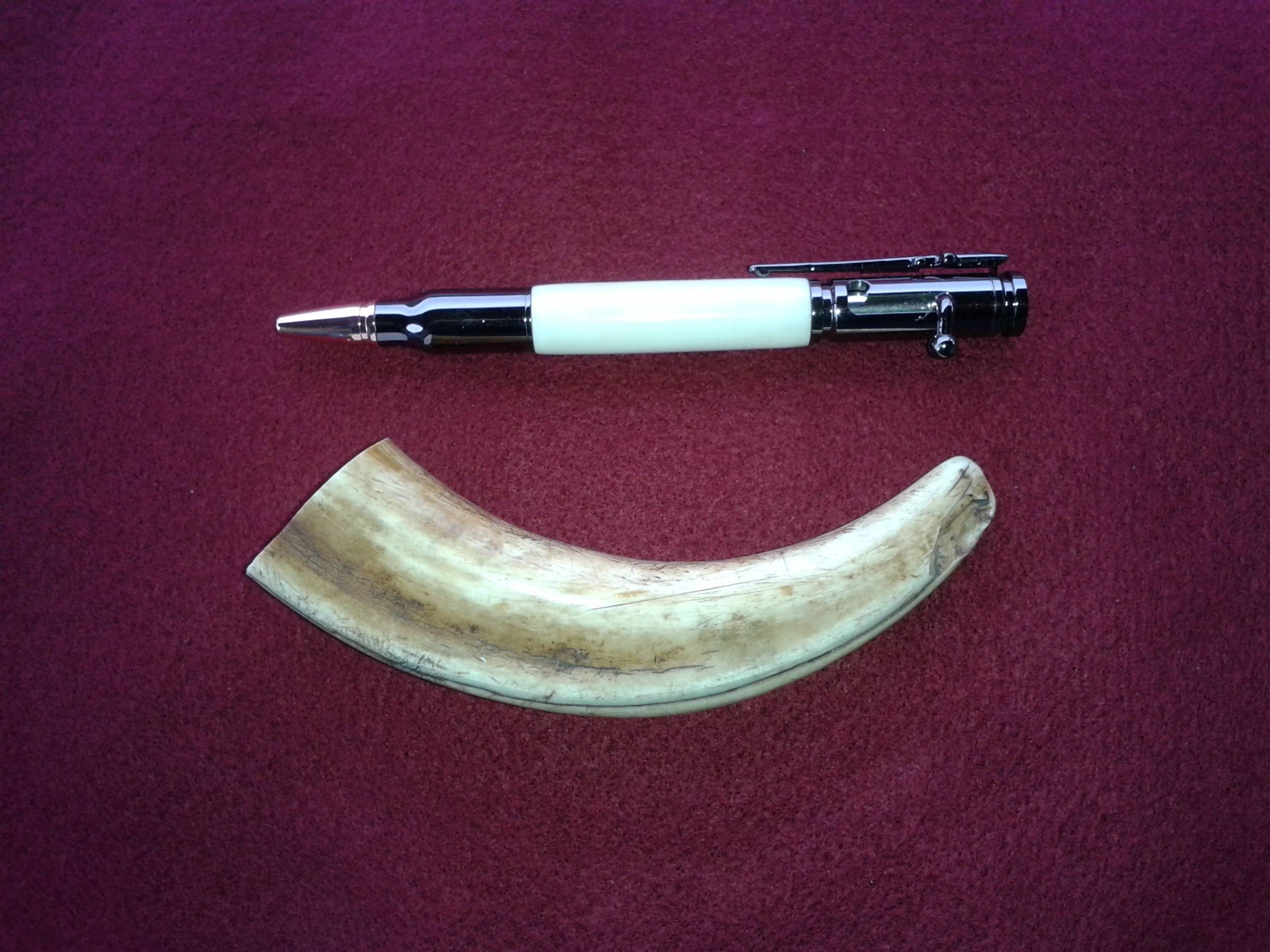 Wild boar tusk bullet pen